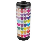 Hiseng Termo Acero Inoxidable 304 380ml, 3D Arcoíris, Botella Agua Acero Inoxidable Termica Hermética y Antideslizante, para Coche, Oficina, Mantiene Calor 6-12h (Amor colorido)