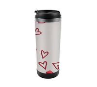 Hiseng Termo Acero Inoxidable 304 380ml, 3D Corazón, Botella Agua Acero Inoxidable Termica Hermética y Antideslizante, para Coche, Oficina, Mantiene Calor 6-12h (Amor en Movimiento)