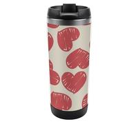 Hiseng Termo Acero Inoxidable 304 380ml, 3D Corazón, Botella Agua Acero Inoxidable Termica Hermética y Antideslizante, para Coche, Oficina, Mantiene Calor 6-12h (Expresión de amor)