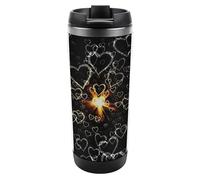 Hiseng Termo Acero Inoxidable 304 380ml, 3D Corazón, Botella Agua Acero Inoxidable Termica Hermética y Antideslizante, para Coche, Oficina, Mantiene Calor 6-12h (Danza del amor)
