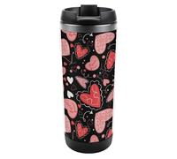 Hiseng Termo Acero Inoxidable 304 380ml, 3D Corazón, Botella Agua Acero Inoxidable Termica Hermética y Antideslizante, para Coche, Oficina, Mantiene Calor 6-12h (Amor Rosa)