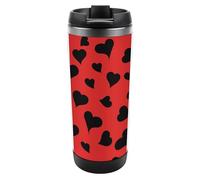 Hiseng Termo Acero Inoxidable 304 380ml, 3D Corazón, Botella Agua Acero Inoxidable Termica Hermética y Antideslizante, para Coche, Oficina, Mantiene Calor 6-12h (Amor Rojo)