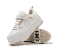 Hiseng Zapatillas con Ruedas Niña Niño, Transpirable Zapatos con Ruedas para Niñas Lindo Zapatillas Patines, Disponible en Azul Claro y Rosa 31-40 EU (Caqui,38)