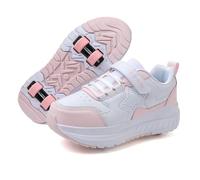 Hiseng Zapatillas con Ruedas Niña, Zapatos con Ruedas para Niñas Zapatillas con Ruedas Niño, Zapatillas Patines Zapatos con Ruedas, Niña Zapatillas Ruedas Niña Bambas con Ruedas Rosa Azul Cielo Negro