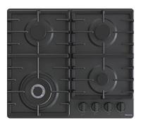 Hisense GM663BHF - Cocina de gas, 4 zonas de cocción, ancho 60 cm, quemador wok de doble corona y parrillas de hierro fundido, encendido integrado, color negro