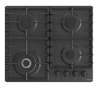Hisense GM663BHF - Placa de cocción a gas, 4 zonas de cocción, ancho 60 cm, quemador wok doble corona y parrillas de hierro fundido, encendido integrado, negro