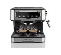 Hisense, HESCM15DBK Máquina espresso molida y compatible con ESE 44 mm, presión de 15 bar, pantalla táctil, 1100 W, plata, 27,4 x 30 x 27,2 cm