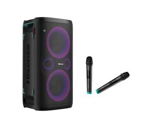 Hisense HP110 - Party Rocker One Plus Altavoz para Fiestas con 2 Micrófonos para Karaoke,Bluetooth,Sonido Potente,300W,15 Horas de reproducción,IPX4 Panel, Efecto DJ,5 Modos de música,TWS