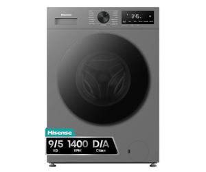 Hisense WD1I9042BTF2 - Lavasecadora 9 kg/5 kg, Fondo 47cm, 1400 rpm, Lavado y Secado 59', Dispensador Automix, Programa Lavado Auto, Función Antiarrugas, Lavado Pure Jet, Función Vapor 99,9%, Silver
