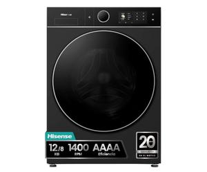 Hisense WD5I1245BBRH - Lavasecadora 12 kg/8 kg, Clase A, Fondo 60cm, 1400 rpm, Máxima AAA, Bomba de Calor, Lavado y Secado Super, Filtro Optimizado, Lavado y Secado 49', iFit™, Negro