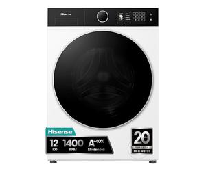 Hisense WF5I1245BWR - Lavadora KitchenFit 12 Kg, Clase A, 1400 rpm, AutoDose, puerta cristal, fondo reducido 59,5cm, ancho 59,5cm, alto 84,5cm - Color Blanco