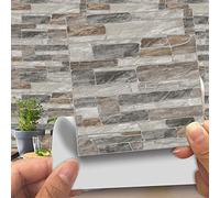 Hiser 20 Piezas Adhesivos Decorativos para Azulejos Pegatinas para Baldosas del Baño/Cocina Imitación de Cuero imitación Piedra 3D Estilo ladrillo Resistente al Agua Pegatina de Pared (LA019,15cm)