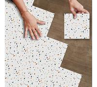 Hiser 20x20cm Pegatinas de Piso Decorativo para Interior, Suelos de Vinilo PVC Autoadhesivas, Impermeable, Resistentes al Moho, Efecto Terrazo de Moda Decorativo de Hogar (1 Juego de 25 Piezas)