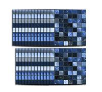 Hiser 25 Piezas Mármol Adhesivos Decorativos Azulejos Pegatinas para Baldosas del Baño/Cocina Estilo Mosaico Mármol - Clásico Resistente al Agua Pegatina de Pared (Azul,10 x 10 cm)