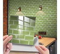 Hiser 25 Piezas Mármol Adhesivos Decorativos Azulejos Pegatinas para Baldosas del Baño/Cocina Mármol Impresión de Mosaico - Clásico Resistente al Agua Pegatina de Pared (Verde Oliva,20x20cm)