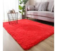 Hiser Alfombra Salón Grande Suaves, Modernas Dormitorio Alfombras Peludas Antideslizante y Esponjosa Adecuado para Interiores Sala de Estar Estudio Habitación Infantil (Rojo,80x160cm)