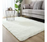 Hiser Alfombra Salón Suaves, Modernas Dormitorio Peluda Antideslizante y Esponjosa Adecuado para Interiores Sala de Estar Estudio Habitación Infantil (Blanco, 60x120cm)