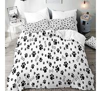 Hiser Juego de Ropa de Cama de 3 Piezas - 3D Juego de Fundas de Edredón - Microfibra de 1 Funda Nórdica 2 Funda de Almohada - Impresión de Animal Perro (Huellas de Perro,220x240cm)