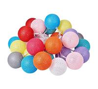 Hiser Luces De Bolas De Algodón Cadena de Luces, Bola de algodón con 10/20/30/50 ledes Batería Lámpara de Guirnalda Luminosa Hogar,Fiesta,Boda,Navidad Decoración (3M-20LED,Colores del Arcoiris)