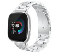 Hiseus Correa compatible con Google Fitbit Versa 4 3, Elegante Pulsera Metálica Adecuada para Hombres y Mujeres (Plata)