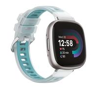 Hiseus Correa Compatible con Google Fitbit Versa 4 Pulsera Deportiva de Silicona Transparente para Relojes (Azul)