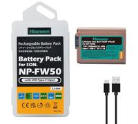 Hisewen Batería USB NP-FW50 de 1500 mAh con puerto de carga tipo C para cámara Sony ZV-E10, A6000, A6100, A6300, A6400, A6500, A7, A7 II, A7S, A7S II, A7R, A7R II, NEX-7, NEX-6.
