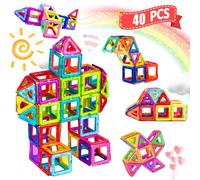 HISHOPTOY Bloques de construcción magnéticos, 40 piezas, juguete magnético para niños a partir de 3, 4, 5, 6, 7, 8 años, juguetes educativos, imanes para niños, niñas, regalo