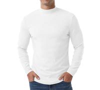 Hisir Camiseta térmica para hombre, manga larga, cuello alto, capa base de algodón, blanco, S