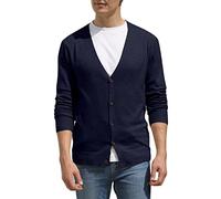 Hisir Cárdigan de punto para hombre, ligero, clásico, suave, con cuello en V, con botones, manga larga, suéter de punto para hombre, regalo para hombre, 04 Azul marino, XXL