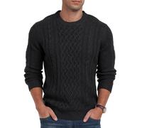 Hisir Jerséis de punto de cable para hombre con cuello redondo de invierno, gruesos y cálidos de manga larga para hombre Reino Unido, M