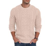 Hisir Jerséis de punto trenzado para hombre con cuello redondo de invierno, gruesos y cálidos de manga larga para hombre Reino Unido, XL