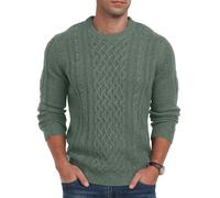 Hisir Jerséis de punto trenzado para hombre con cuello redondo de invierno, gruesos y cálidos de manga larga para hombre Reino Unido