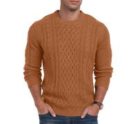 Hisir Suéter de hombre Invierno Jersey de punto grueso con cable informal Cuello redondo Cálido Manga larga Suéter Cuello redondo para hombre, XXL