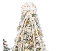 Hismir Lazo para decoración del árbol de Navidad, 134 x 38 cm, Grande con Serpentina de Purpurina y Cinta Estampada, Decorativo para árbol de Navidad, Corona, Puerta, Festival, decoración del hogar