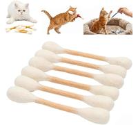 Hisopos de algodón para gatos con hierba gatera, paquete de 6 palitos masticables gigantes duraderos para interiores, palo de dentición dental duradero, gran regalo interactivo de fieltro para