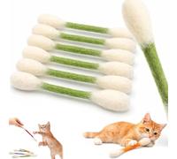 Hisopos de algodón para gatos con hierba gatera, paquete de 6 palitos masticables gigantes para gatos de interior, palitos de juguete interactivos de fieltro, juguete masticable para gatos adultos