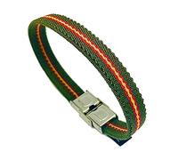 Hispania Colors PULSERA ELÁSTICA CON BANDERA DE ESPAÑA CON CIERRE DE ACERO. FONDO VERDE