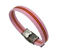 Hispania Colors PULSERA ELÁSTICA CON BANDERA DE ESPAÑA Y CIERRE DE ACERO. FONFO ROSA (Rosa)