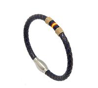 Hispania Colors Pulsera Fortune simple piel azul marino España (Beige, 20)