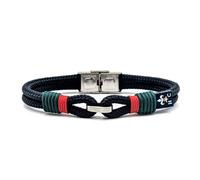 Hispania Colors - Pulsera Menorca Cordón Azul Marino - Diseño Náutico - Ajustable - Cierre Inox - Hecho en España - Regalo - Talla L