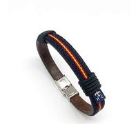 Hispania Colors Pulsera Wake Up cuero con bandera de España (Azul marino con bandera)