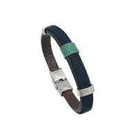 Hispania Colors Pulsera- Wake Up Piel, Hilo y Acero (Azul Marino y Verde, 21)