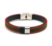 Hispania Colors - Pulsera Wake Up Rojo y Verde - Cordón Náutico con Acero - Diseño Náutico Masculino - Ajustable - Cierre Inox - Fabricado en España - Talla XXL