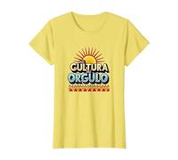 Hispanic Heritage Mi Cultura Mi Orgullo Vibrante Sol Motivo Camiseta, Mujer, Limón, XL
