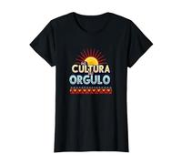 Hispanic Heritage Mi Cultura Mi Orgullo Vibrante Sol Motivo Camiseta, Mujer, Negro, XXL
