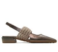 Hispanitas - Bailarinas destalonadas,Punta Fina,Suela de Goma,tacón bajo,Sencilla,de Piel,manoletina para: Mujer Color: STARMET Talla:39