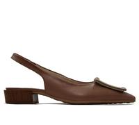 Hispanitas - Bailarinas destalonadas,Punta Fina,Suela de Goma,tacón Cuadrado imitación Madera,Piel,manoletina para: Mujer Color: Almond Talla:41