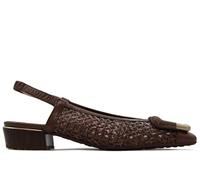 Hispanitas - Bailarinas destalonadas,Punta Fina,Suela de Goma,tacón Cuadrado imitación Madera,Piel y Cuerda para: Mujer Color: Avellana Talla:41