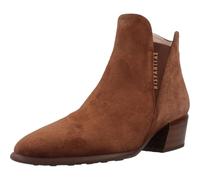 Hispanitas - Botín de piel con tacón ancho,con suela de goma,tiene elásticos laterales,color liso,clásica para: Mujer color: Marrón talla:36