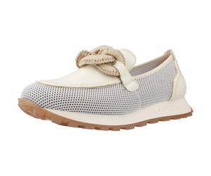 Hispanitas - HV243270 Nata - Zapato mocasín Calado, de Piel y Rejilla, con cuña, Suela de Goma, para: Mujer Color: Nata Talla:39